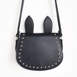 🖤 SUPER CUTE Black Faux Leather Studded Bunny Bag